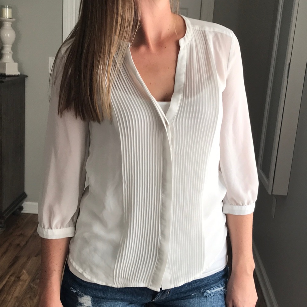 White chiffon pleated top